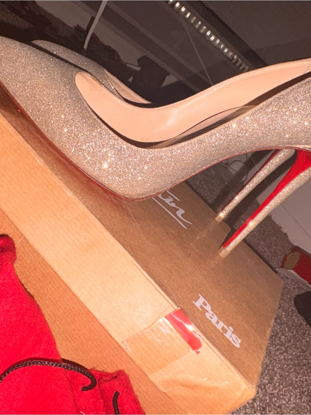 Christian Louboutin IVORY Glitter Mini Pigalle Follies s38 - Picture 3 of 5